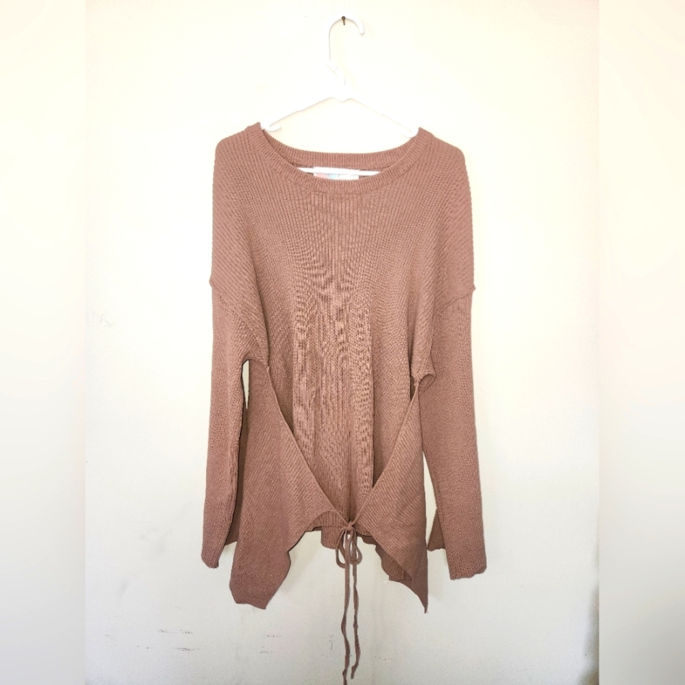 Nwt free people tan oversized tie sweater size small